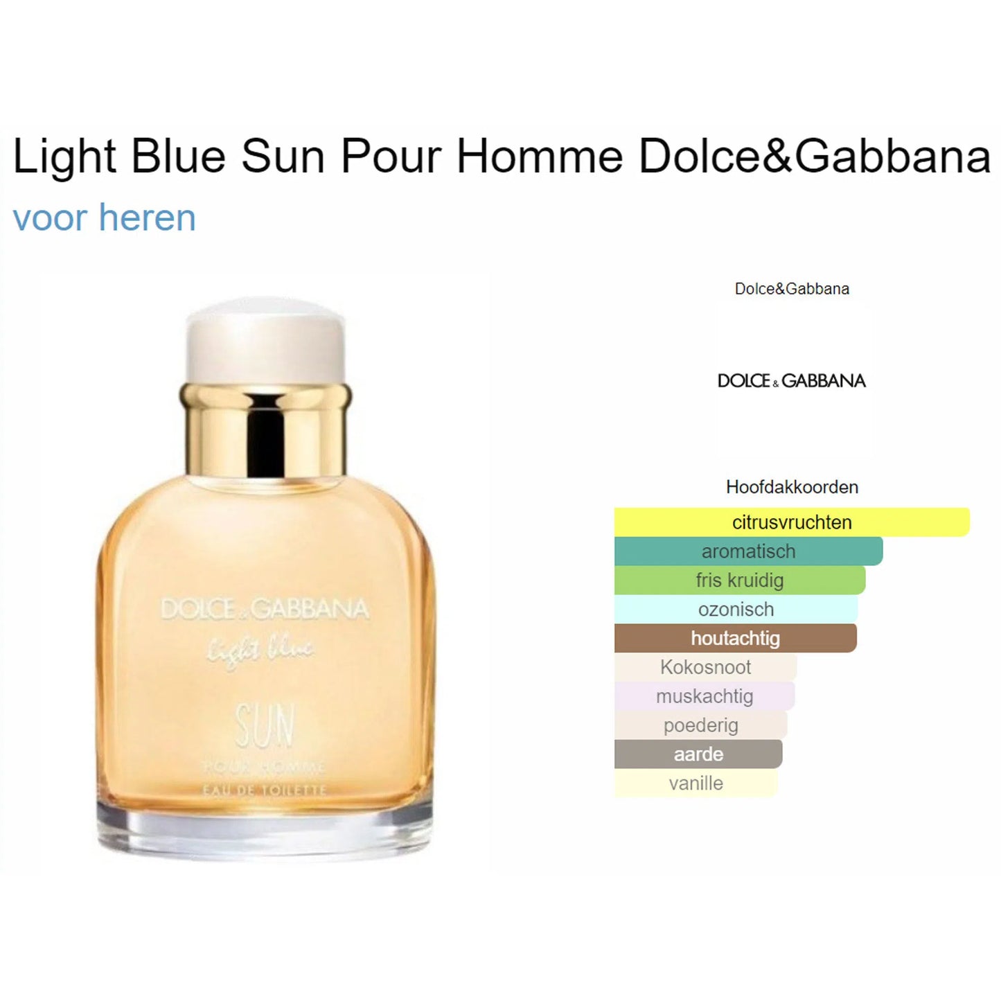 Fragrantica Parfum Tester Dolce & Gabbana Dolce&Gabbana Light Blue Sun Pour Homme Eau de Toilette voor Heren Eau de Toilette | Parfumstaaltjes