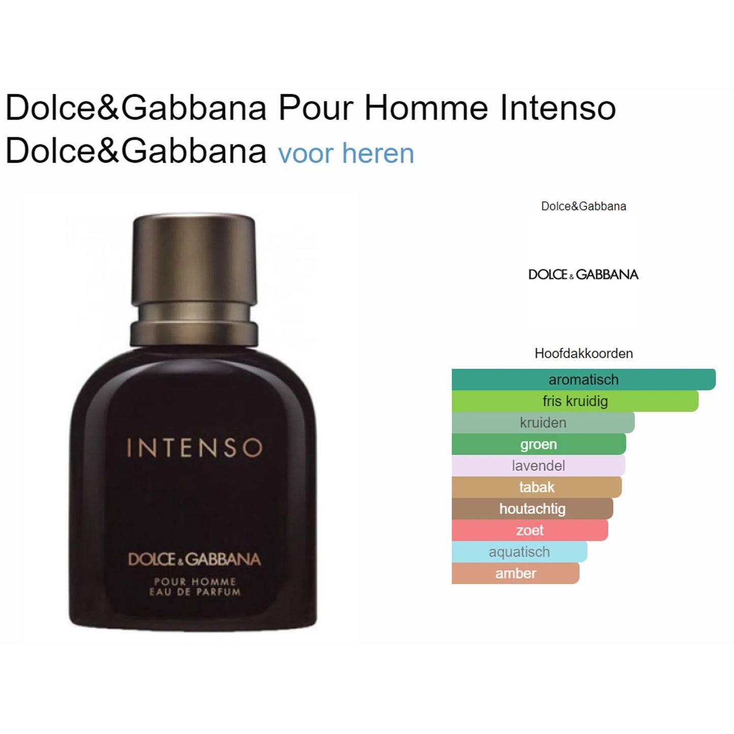Fragrantica Parfum Tester Dolce & Gabbana Dolce&Gabbana Pour Homme Intenso Eau de Parfum voor Heren Eau de Parfum | Parfumstaaltjes