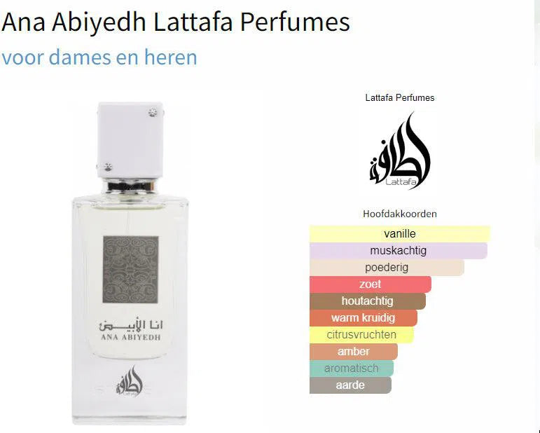 Fragrantica Parfum Tester Lattafa Lattafa Ana Abiyedh Eau de Parfum voor Dames en Heren Eau de Parfum | Parfumstaaltjes
