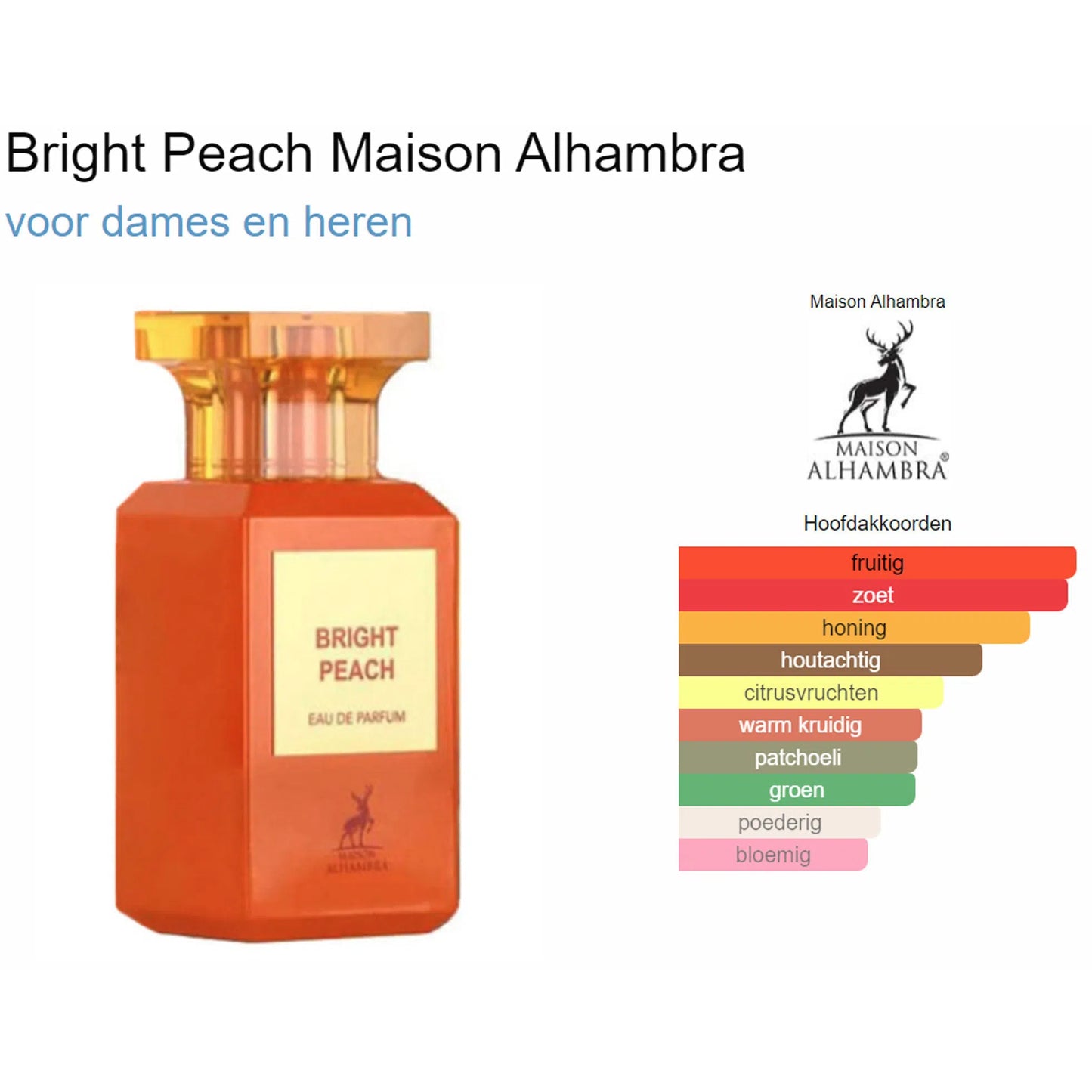 Fragrantica Parfum Tester Maison Alhambra Maison Alhambra Tf Bright Peach Eau de Parfum voor Dames en Heren Eau de Parfum | Parfumstaaltjes