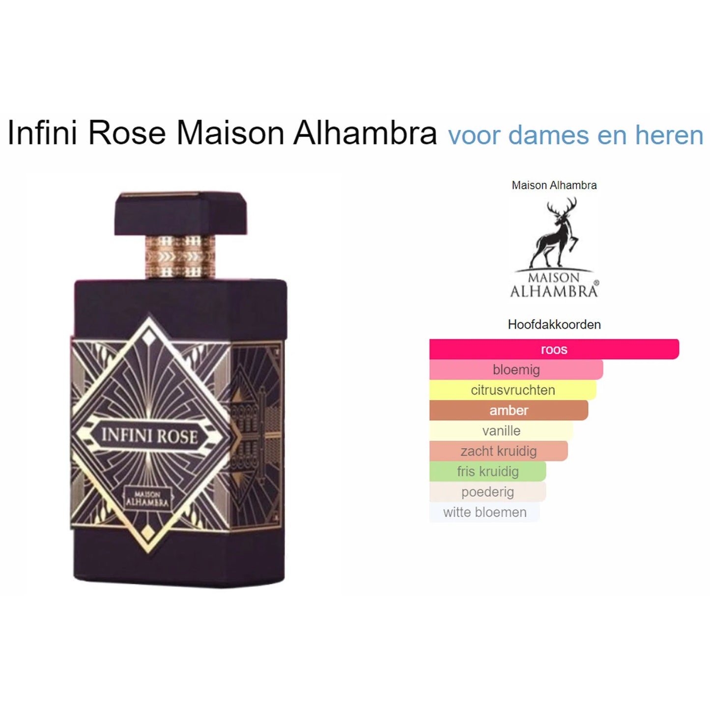 Fragrantica Parfum Tester Maison Alhambra Maison Alhambra Infini Rose Eau de Parfum voor Dames en Heren Eau de Parfum | Parfumstaaltjes