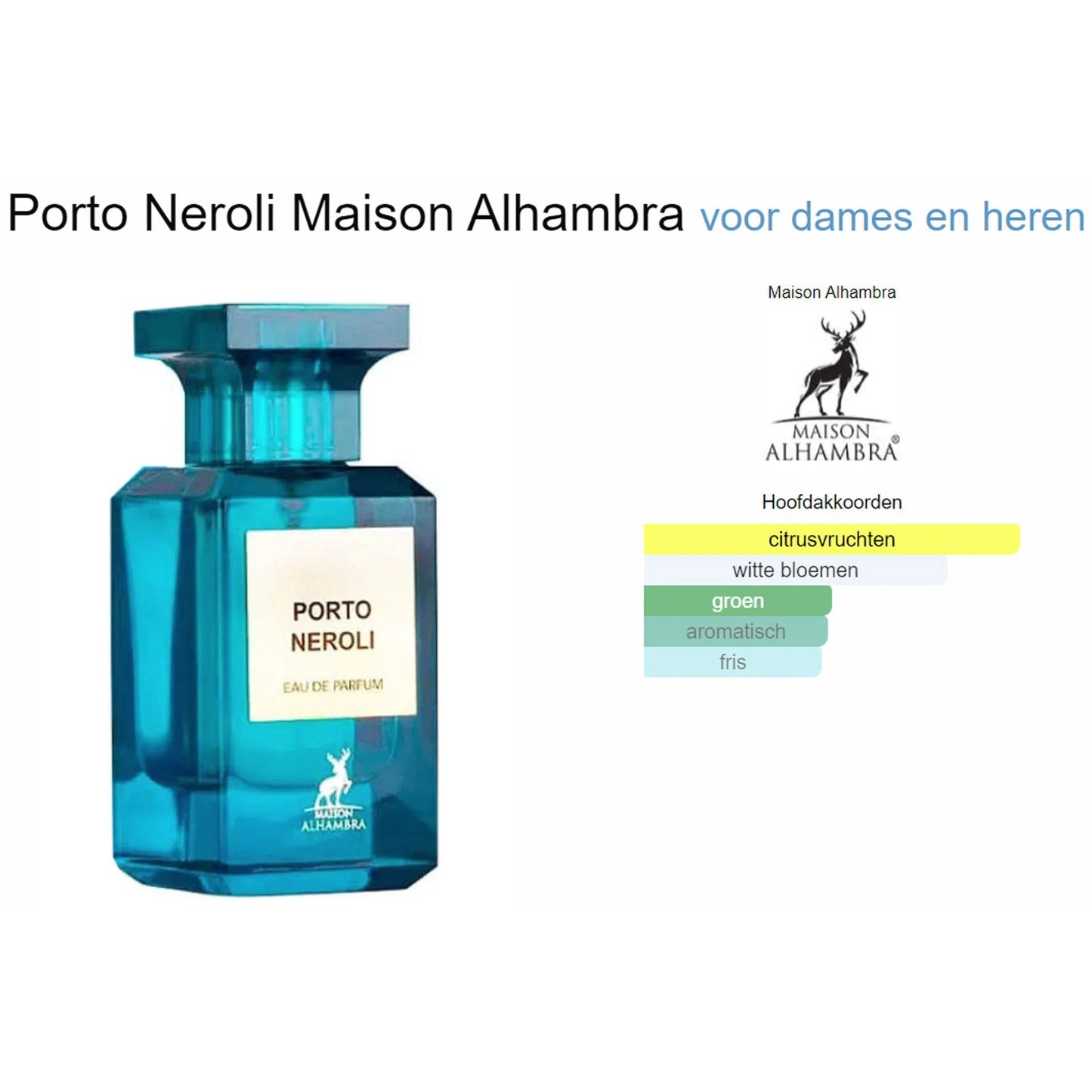 Fragrantica Parfum Tester Maison Alhambra Maison Alhambra Tf Porto Neroli Eau de Parfum voor Dames en Heren Eau de Parfum | Parfumstaaltjes