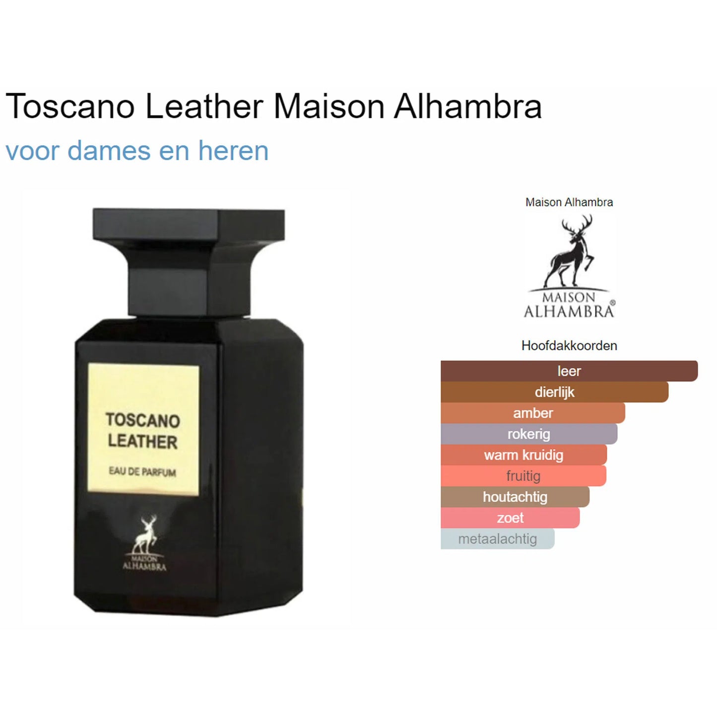 Fragrantica Parfum Tester Maison Alhambra Maison Alhambra Tf Toscano Leather Eau de Parfum voor Dames en Heren Eau de Parfum | Parfumstaaltjes