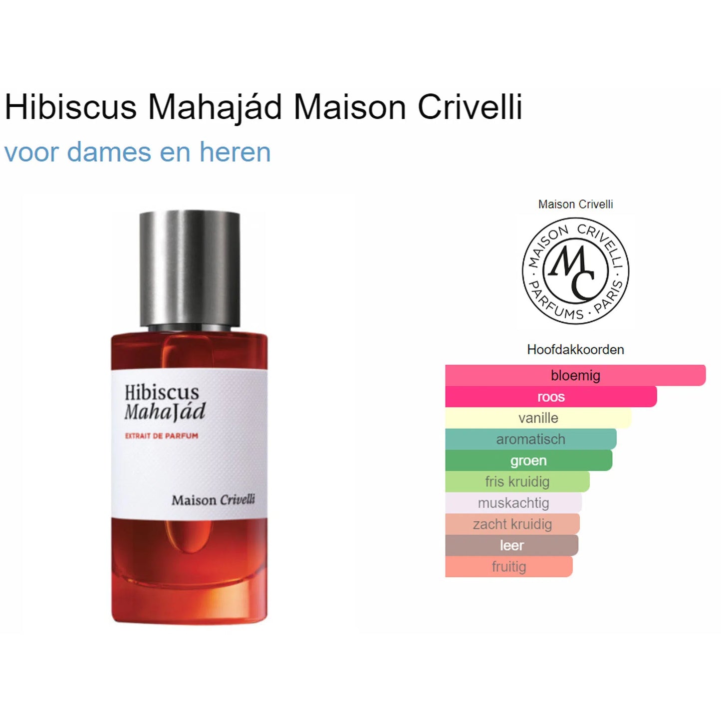 Fragrantica Parfum Tester Maison Crivelli Maison Crivelli Hibiscus Mahajád Extrait voor Dames en Heren Parfum | Parfumstaaltjes