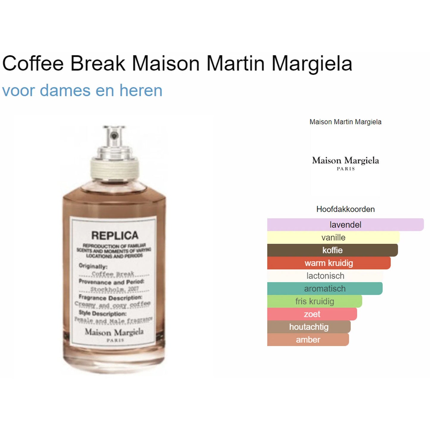 Fragrantica Parfum Tester Maison Martin Margiela Maison Martin Margiela Coffee Break Eau de Toilette voor Dames en Heren Eau de Toilette | Parfumstaaltjes