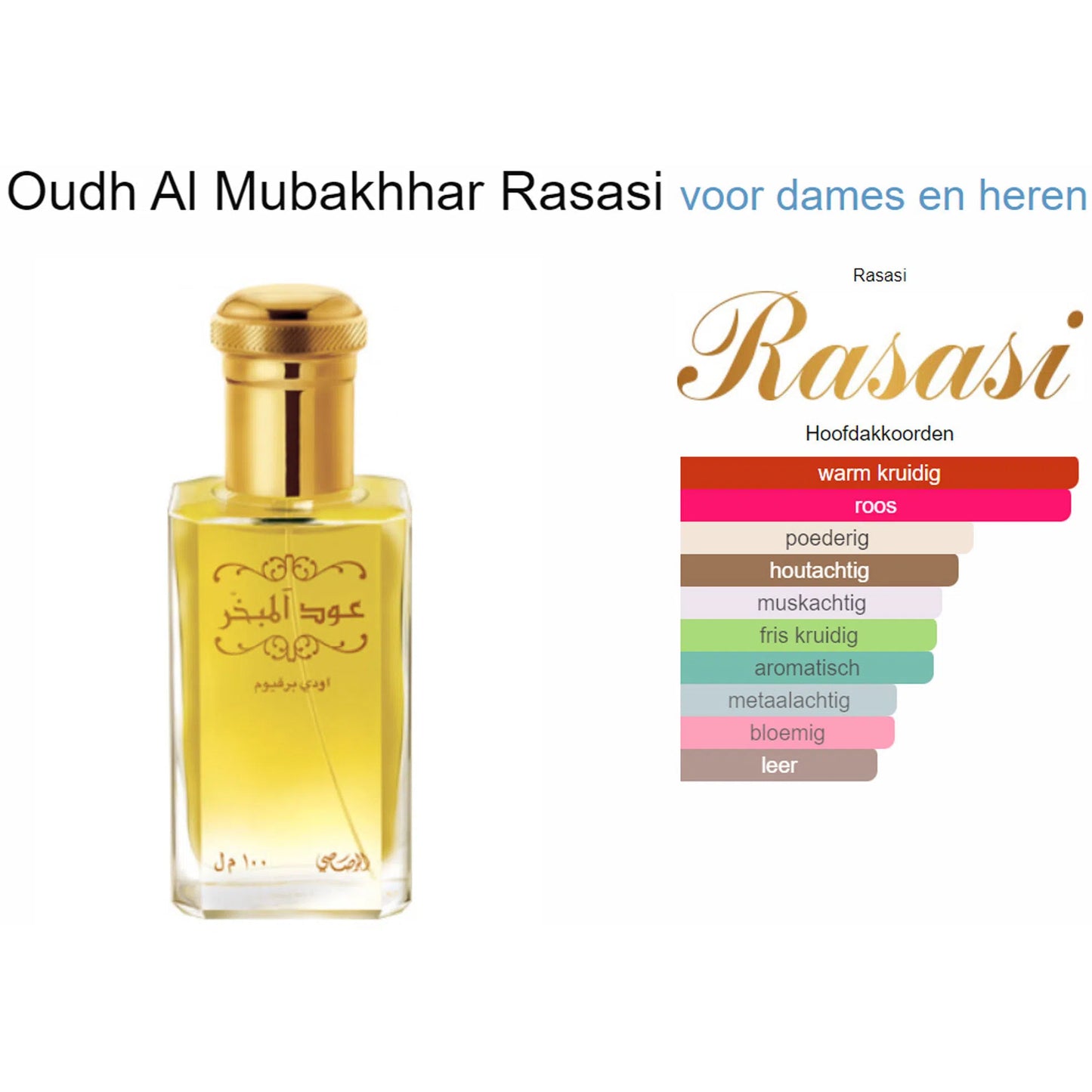 Fragrantica Parfum Tester Rasasi Rasasi Oudh Al Mubakhhar Eau de Parfum voor Dames en Heren Eau de Parfum | Parfumstaaltjes