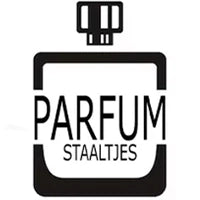 zwart logo van Parfumstaaltjes op een witte achtergrond