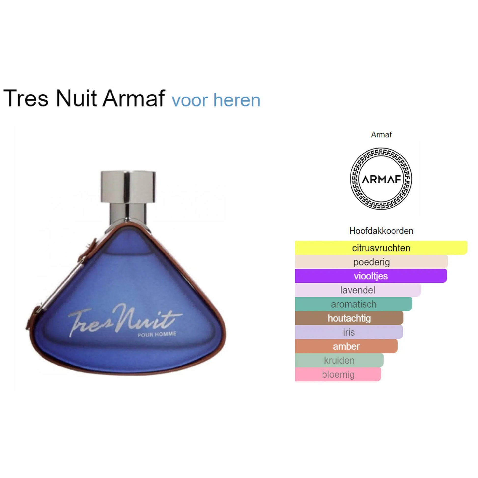 Fragrantica Parfum Tester Armaf Armaf Tres Nuit Eau de Toilette voor Heren Eau de Toilette | Parfumstaaltjes