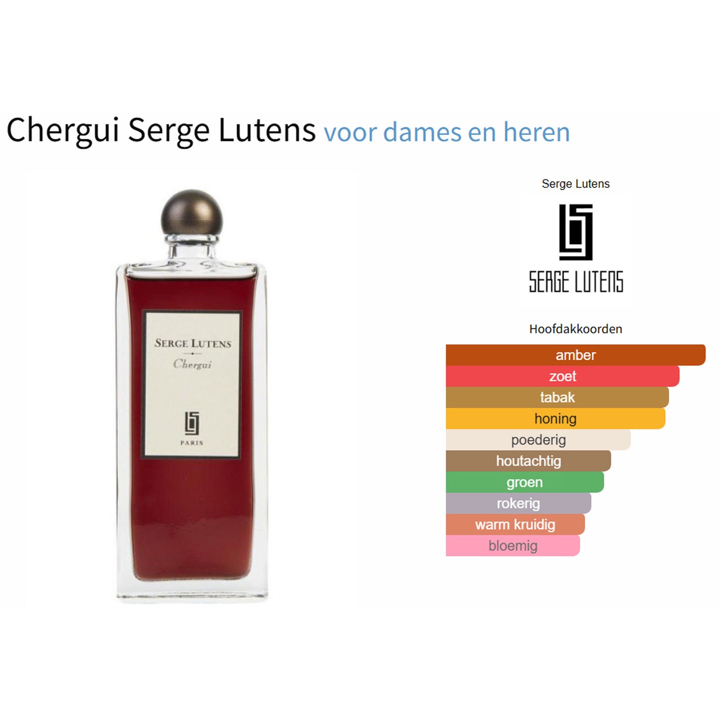 Fragrantica Parfum Tester Serge Lutens Serge Lutens Chergui Eau de Parfum voor Dames en Heren Eau de Parfum | Parfumstaaltjes