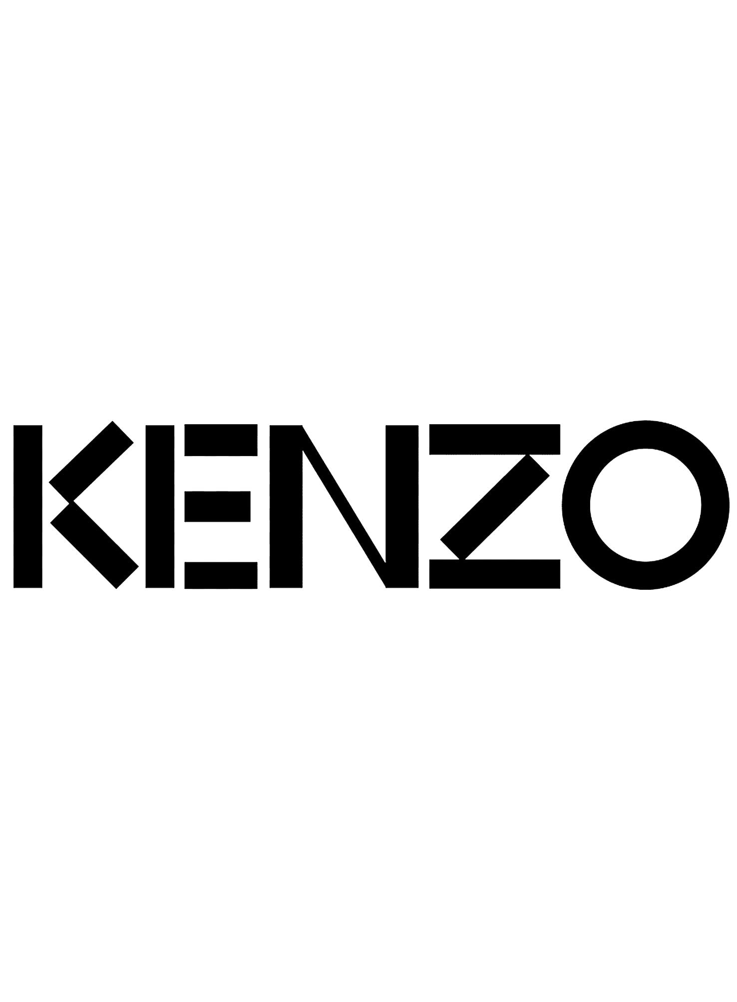 Het logo van "KENZO" Parfums in bold zwarte hoofdletters op een helderwitte achtergrond, die doet denken aan de elegante eenvoud van een parfumtester.