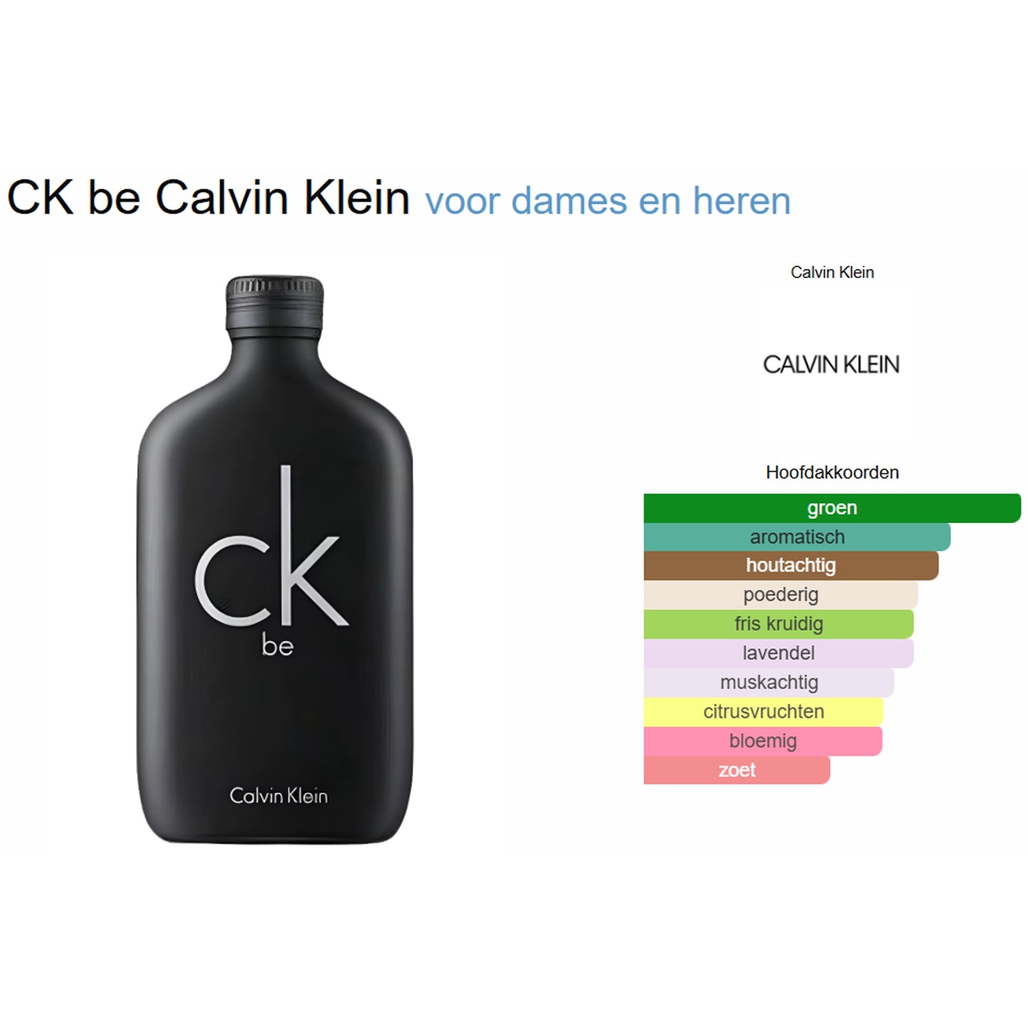 Calvin Klein CK Be Eau de Toilette voor Dames en Heren