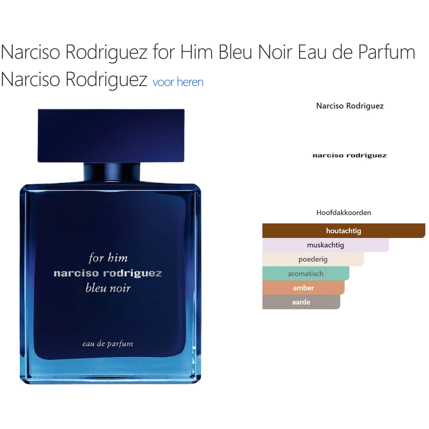 Narciso Rodriguez Bleu Noir Eau de Parfum voor Heren