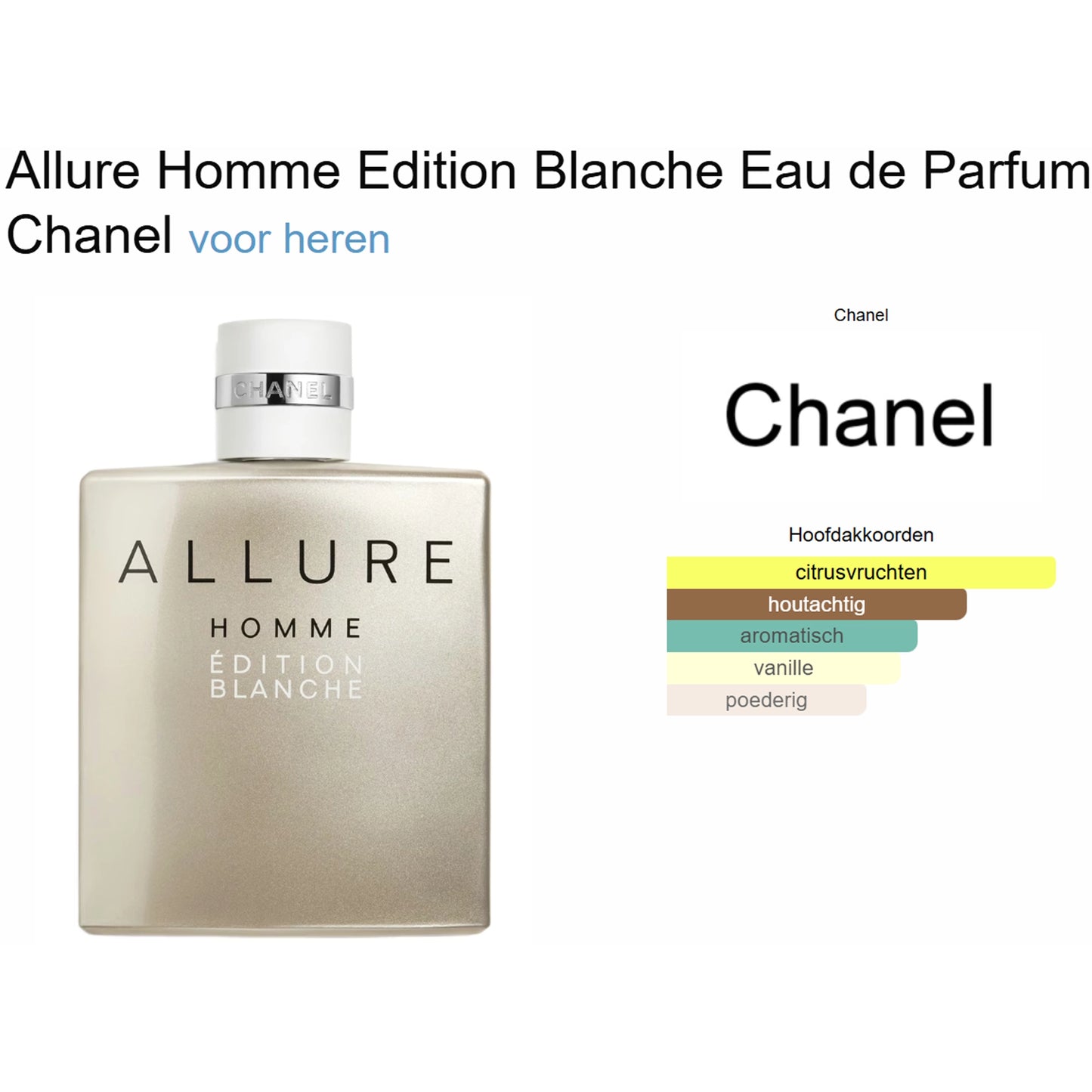 Chanel Allure Homme Edition Blanche Eau de Parfum voor Heren