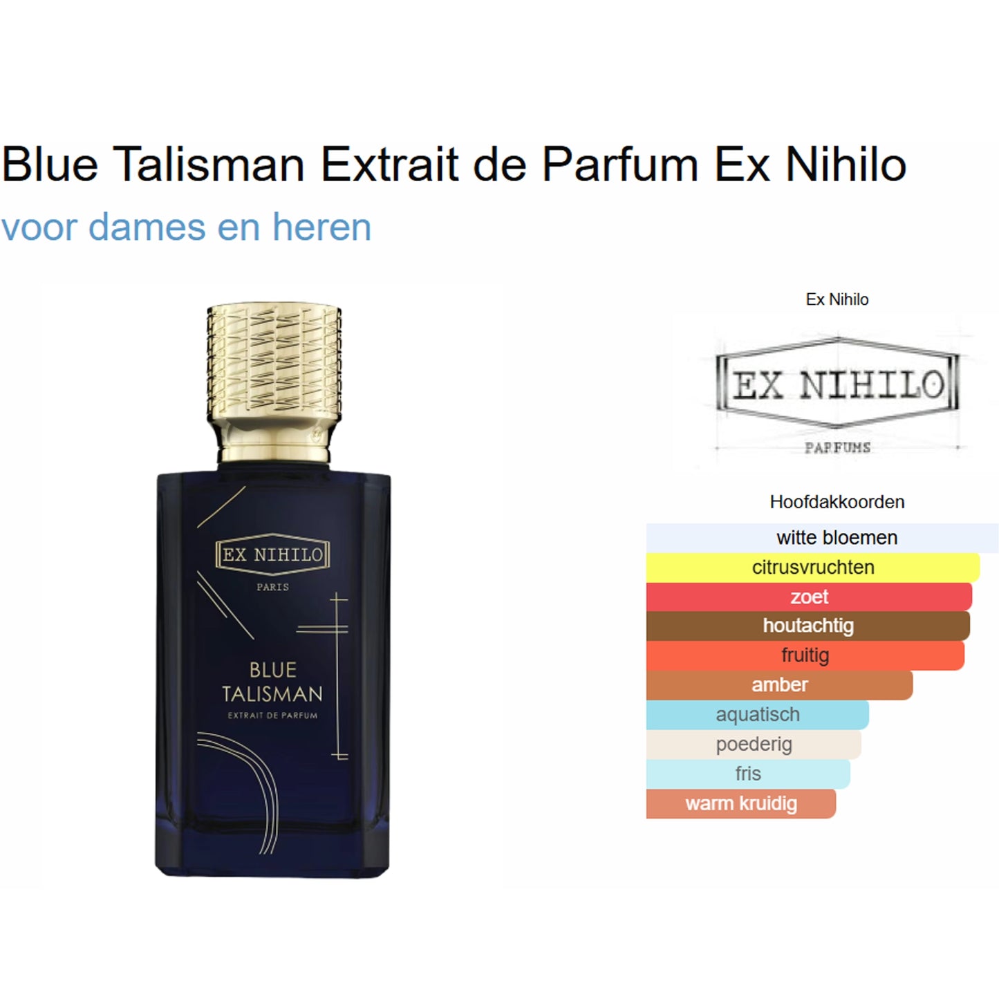 Ex Nihilo Blue Talisman Extrait de Parfum voor Dames en Heren