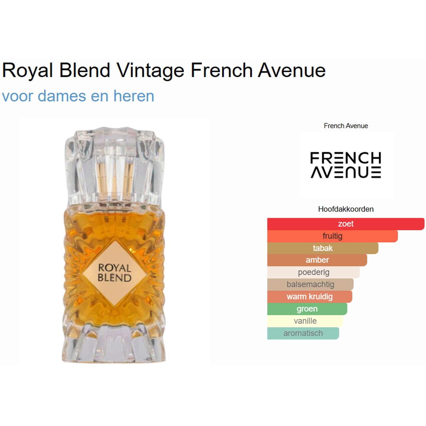 French Avenue Royal Blend Vintage Parfum Extrait for Women and Men 