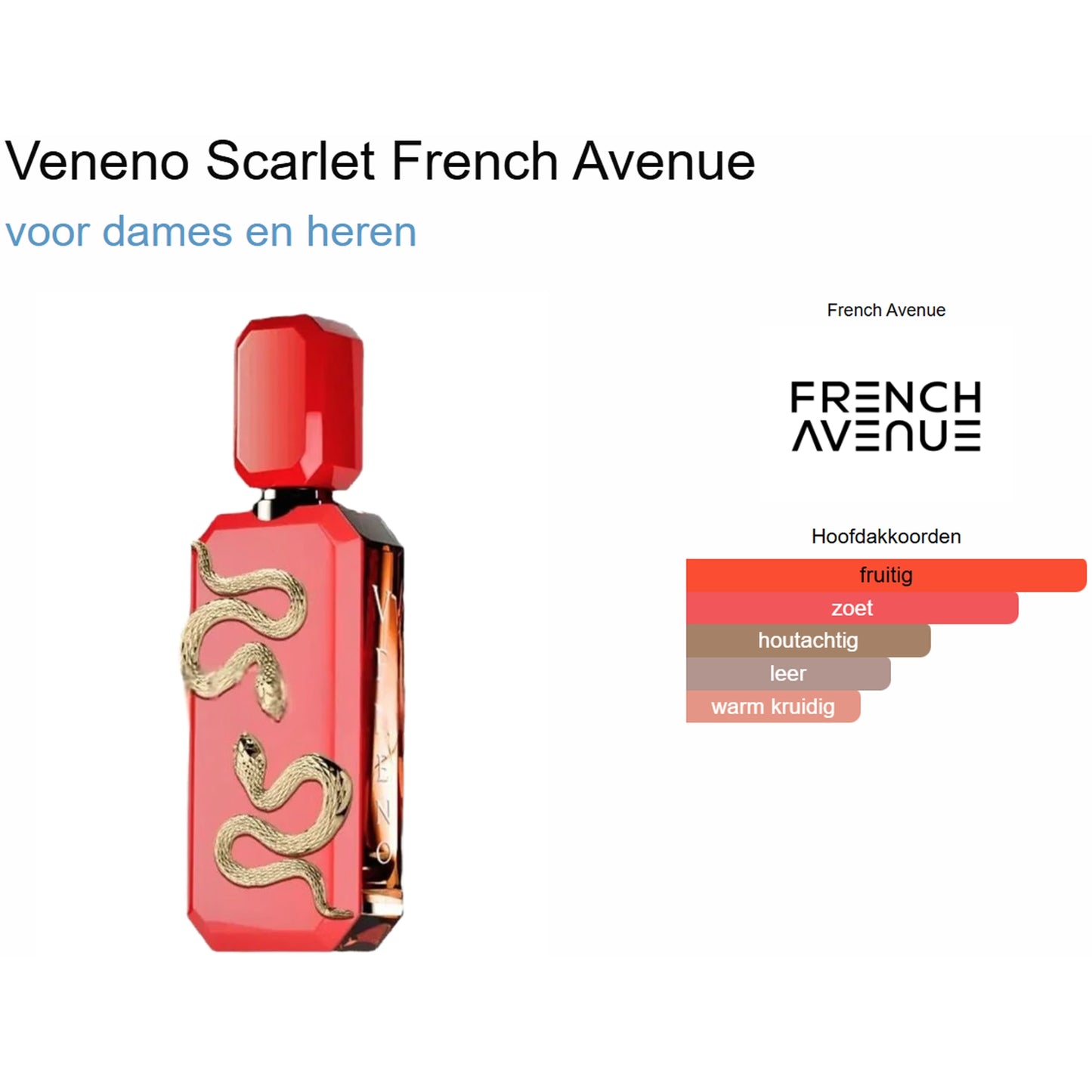 French Avenue Veneno Scarlet Eau de Parfum voor Dames en Heren