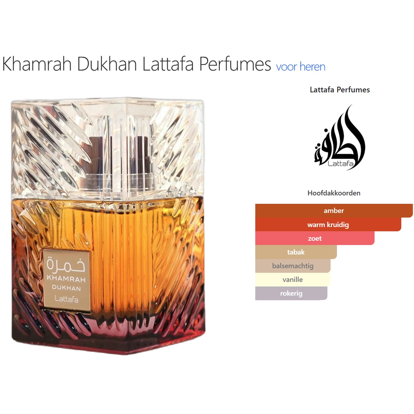 Lattafa Khamrah Dukhan Eau de Parfum voor Heren