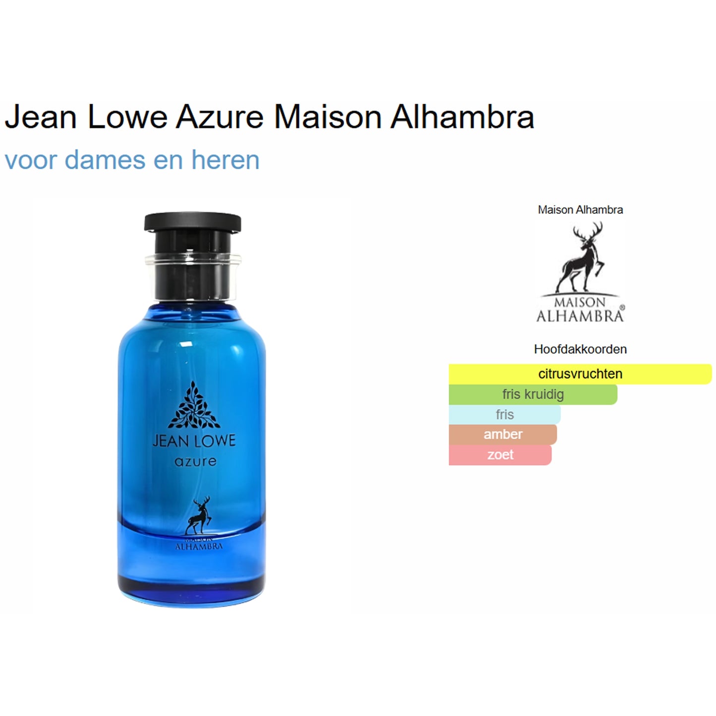 Maison Alhambra Jean Lowe Azure Eau de Parfum voor Dames en Heren