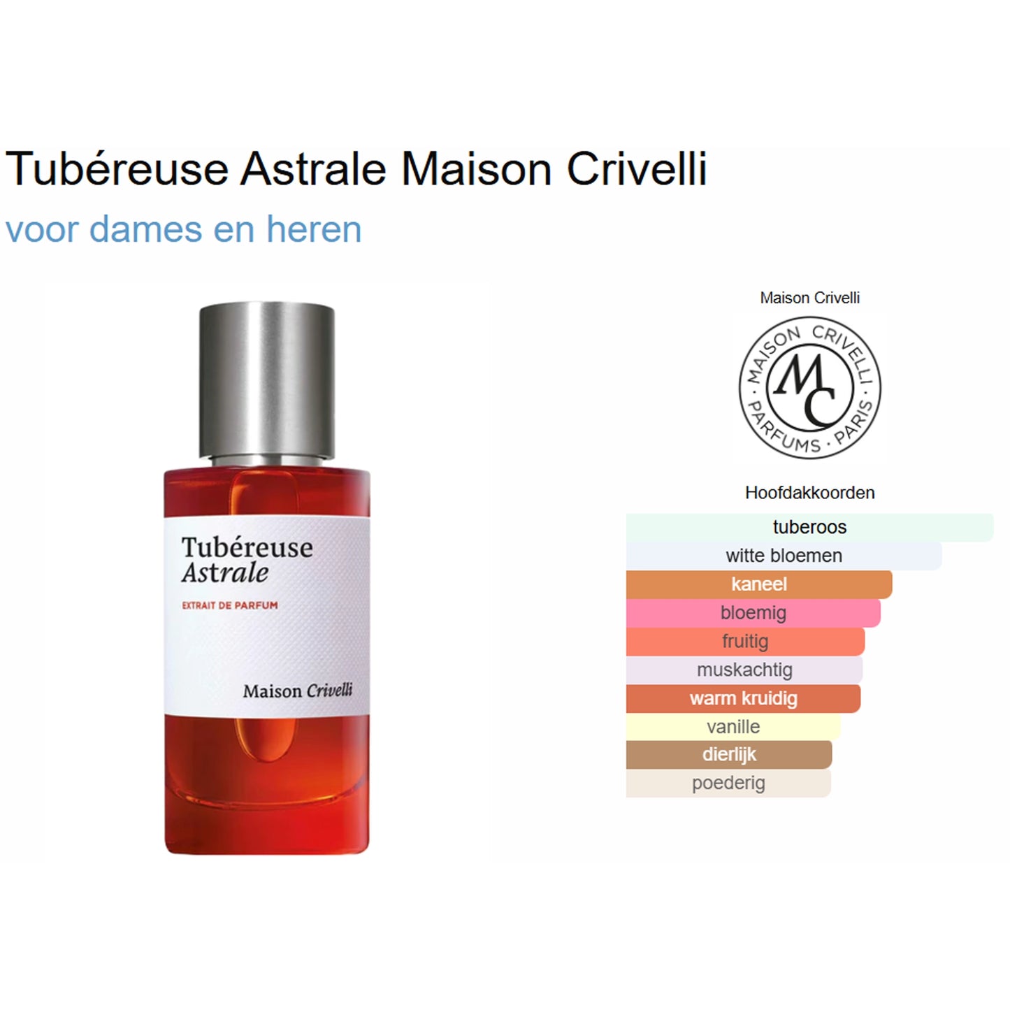 Maison Crivelli Tubéreuse Astrale Extrait de Parfum voor Dames en Heren