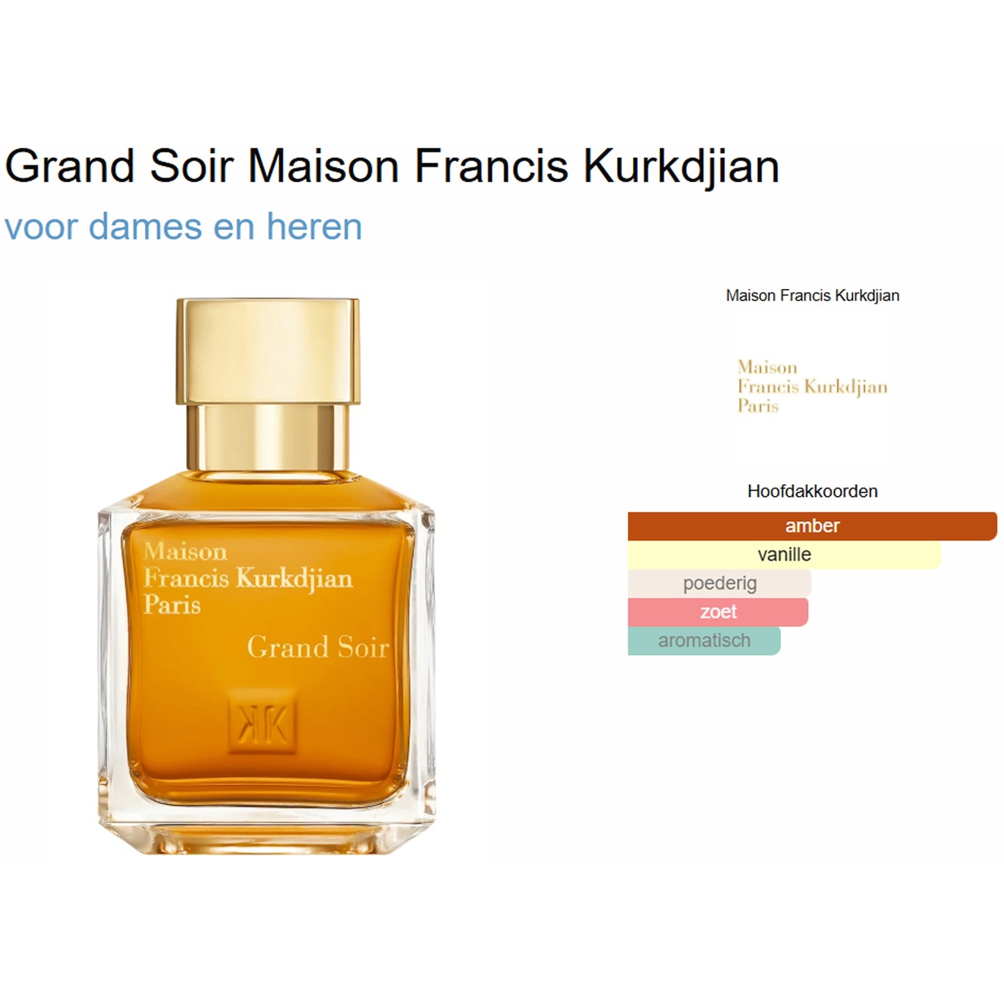 Maison Francis Kurkdjian Grand Soir Eau de Parfum voor dames en heren