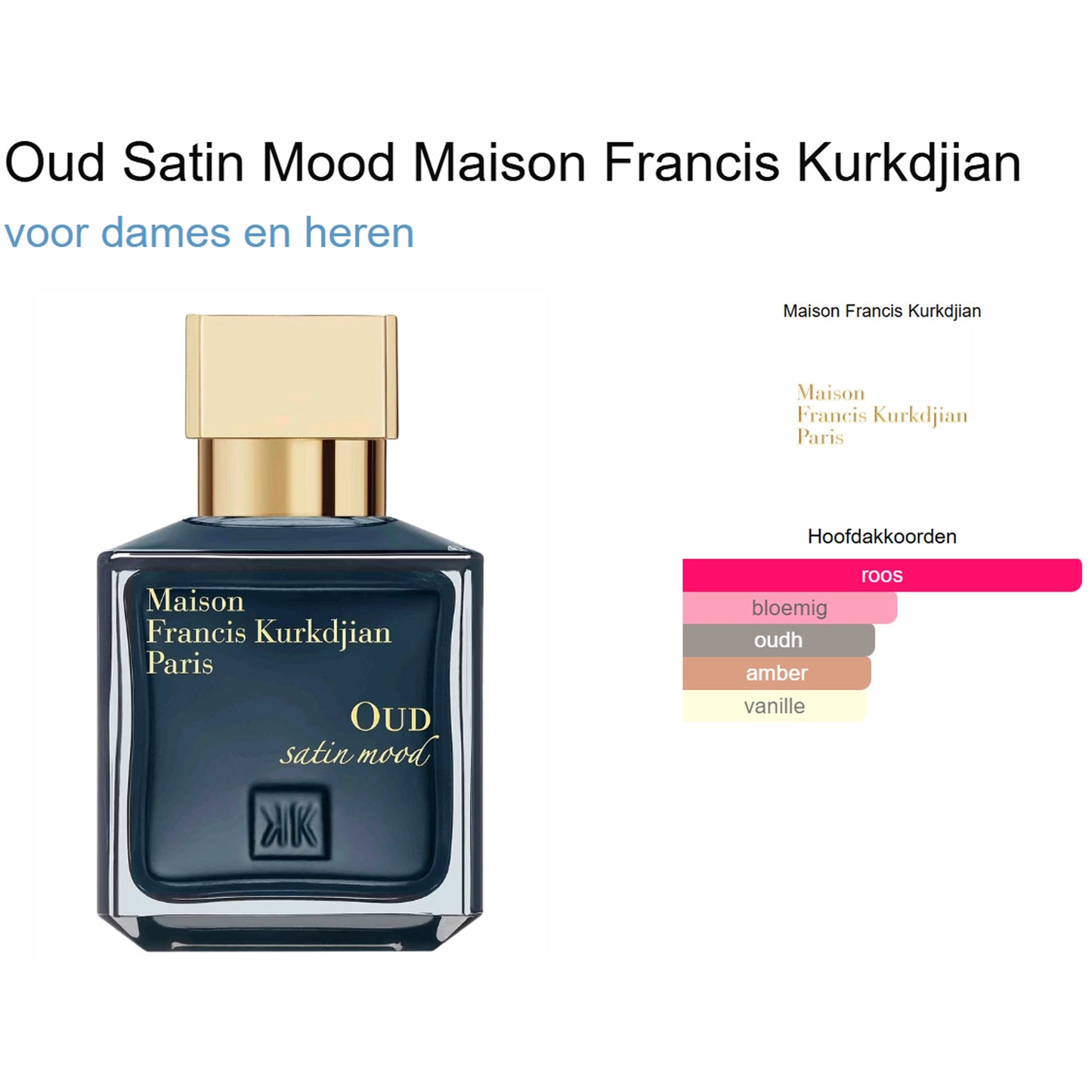 Maison Francis Kurkdjian Oud Satin Mood Eau de Parfum voor dames en heren