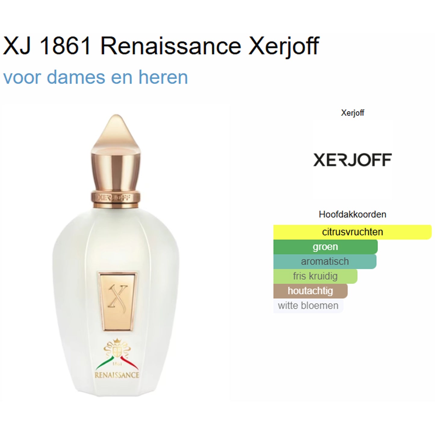 Xerjoff XJ 1861 Renaissance Eau de Parfum voor Dames en Heren