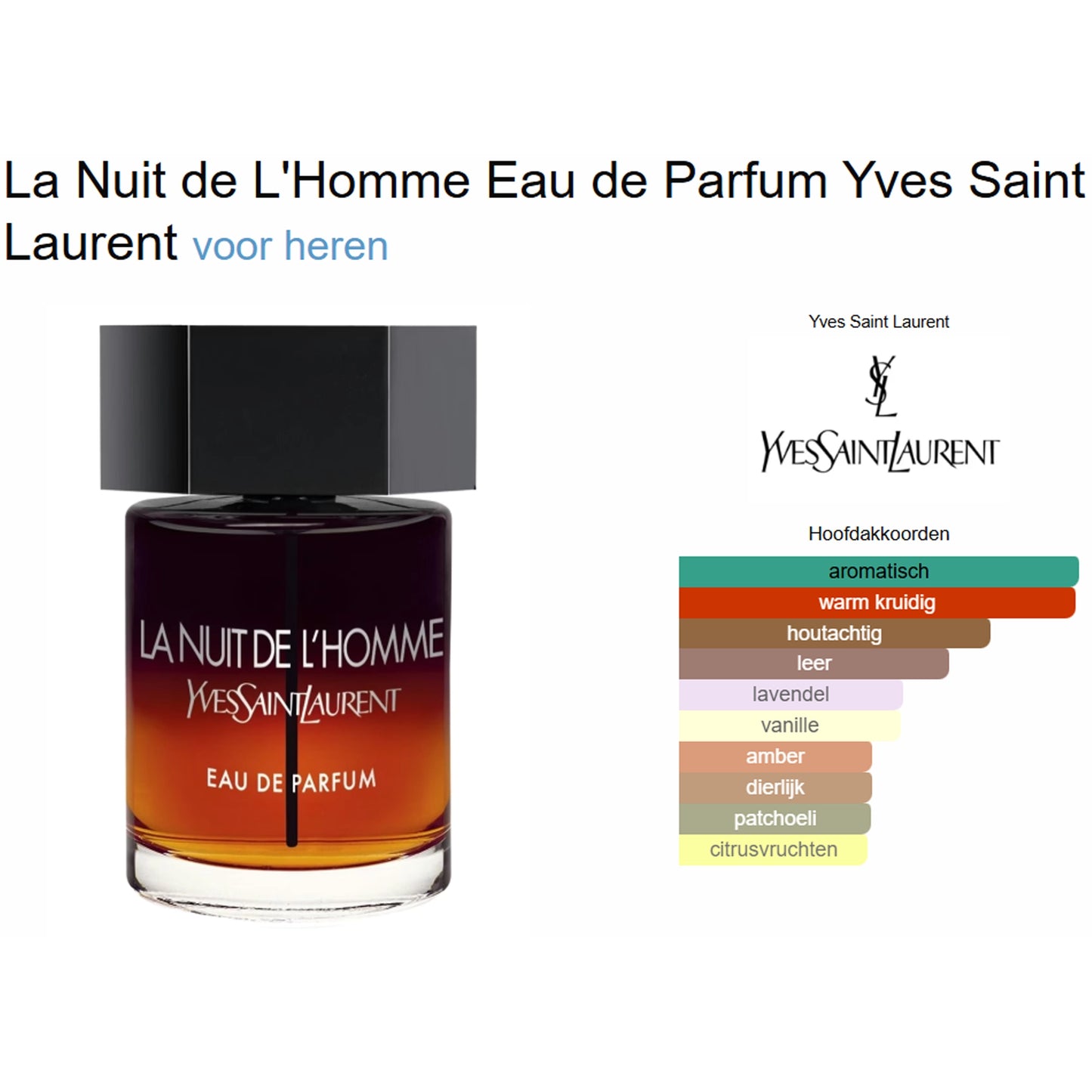 Yves Saint Laurent La Nuit de L’Homme Eau de Parfum voor Heren