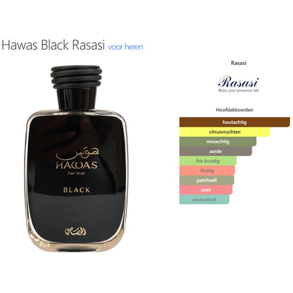 Rasasi Hawas Black Eau de Parfum voor Heren